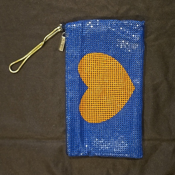 Felix Rey Rare Metal Mesh Clutch Blue With Orange Heart - Picture 4 of 9